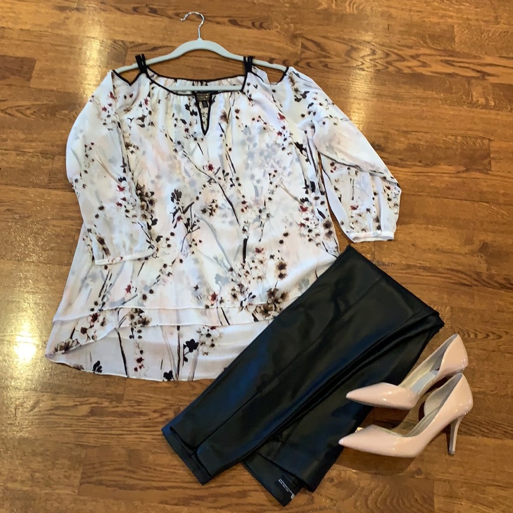 Cold shoulder floral blouse
